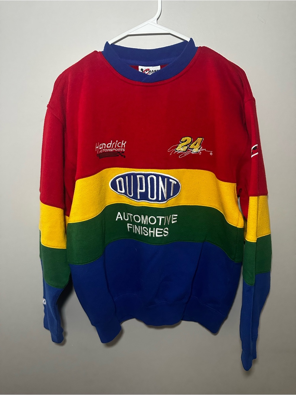 Vintage Chase Authentics Jeff Gordon Sweatshirt XL DuPont Color Block NASCAR